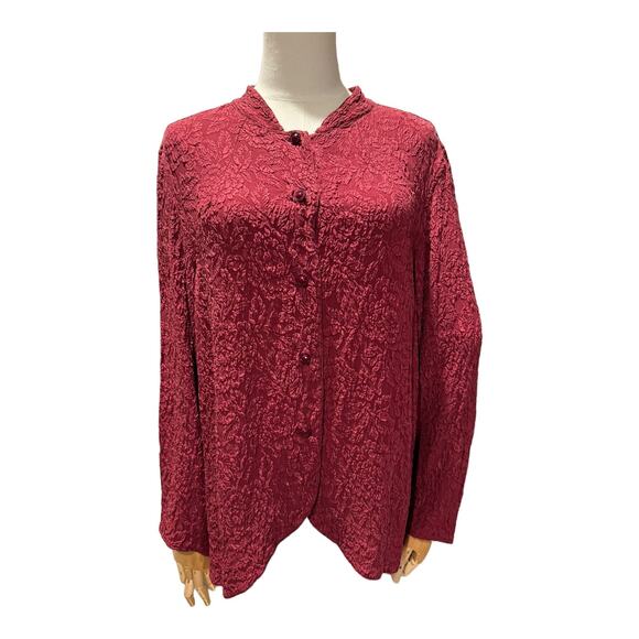 Vintage URU textured blouse with Mandarin band collar size medium - Picture 15 of 16